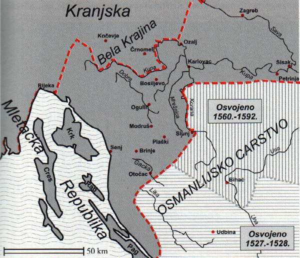 Karta Hrvatske 1527-28 i 1592